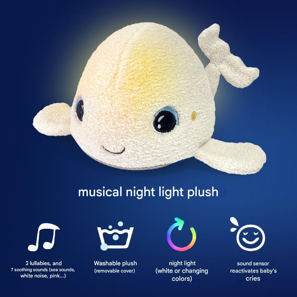 Pabobo - Cry Sensor Beluga Nightlight  - Whale