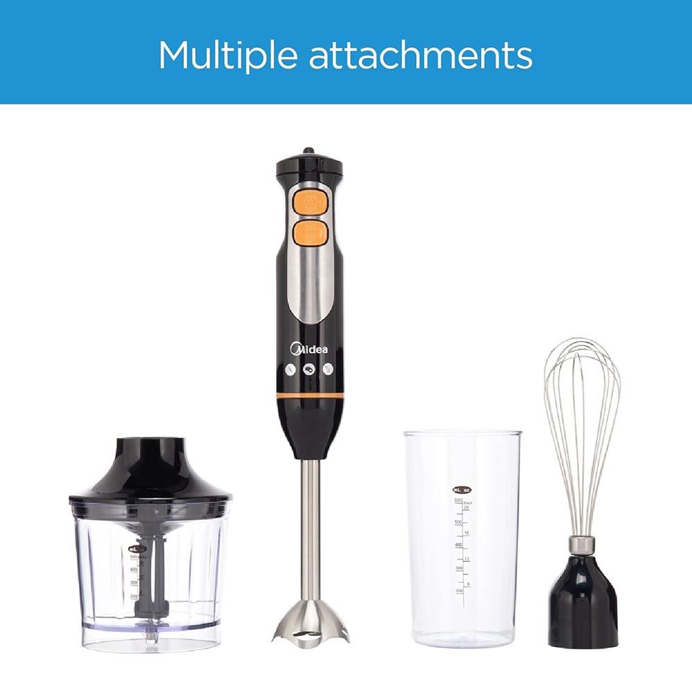 Midea - 4-in-1 Hand Blender Chopper & Whisk - Black - 600 W