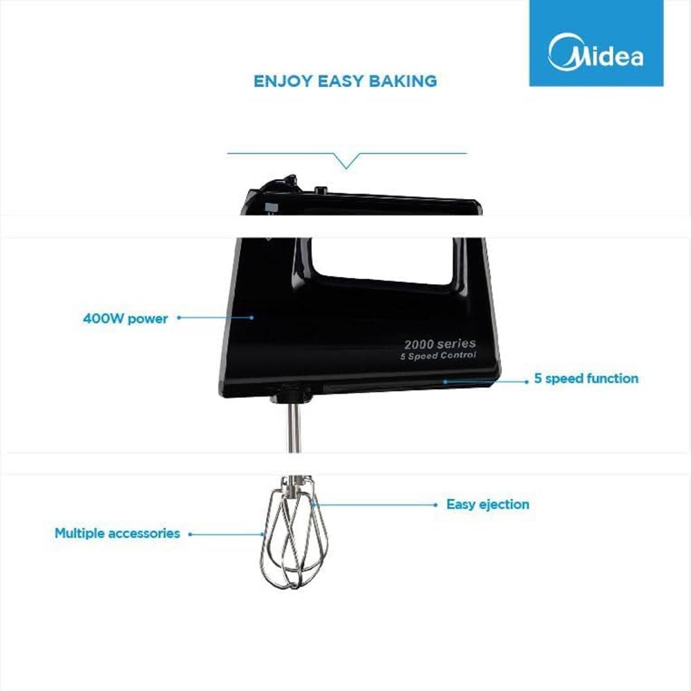 Midea - Hand Mixer With Electric Whisk - Black - 400 W