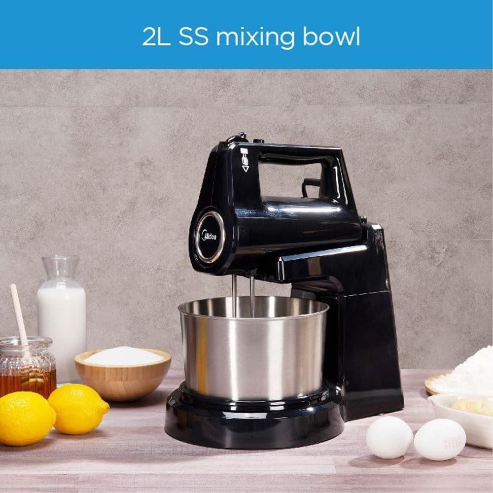 Midea - Stand Mixer With Electric Whisk - Black - 2 L