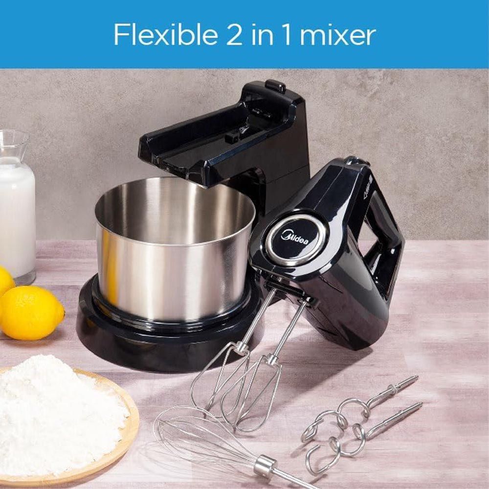 Midea - Stand Mixer With Electric Whisk - Black - 2 L