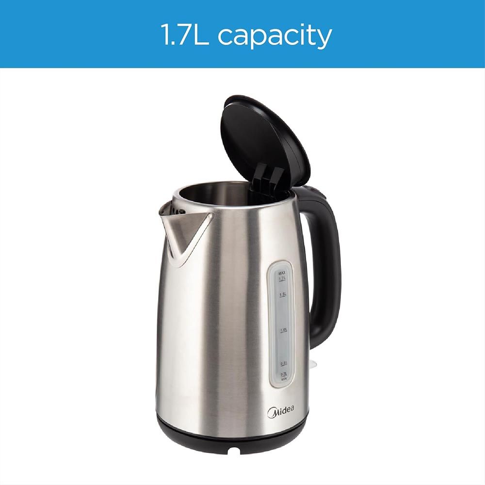 Midea - Stainless Steel Electric Kettle - Black - 1.7 L