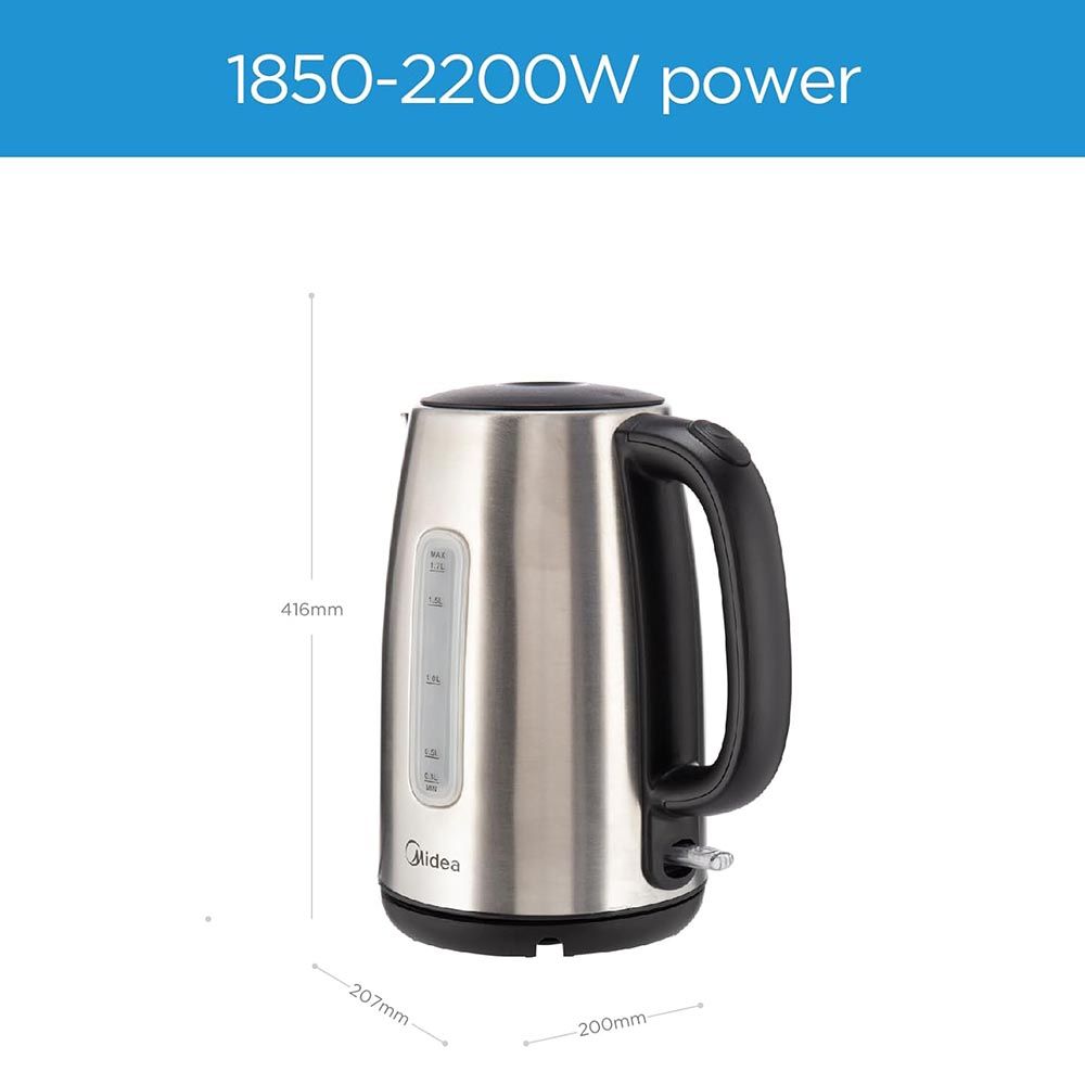 Midea - Stainless Steel Electric Kettle - Black - 1.7 L