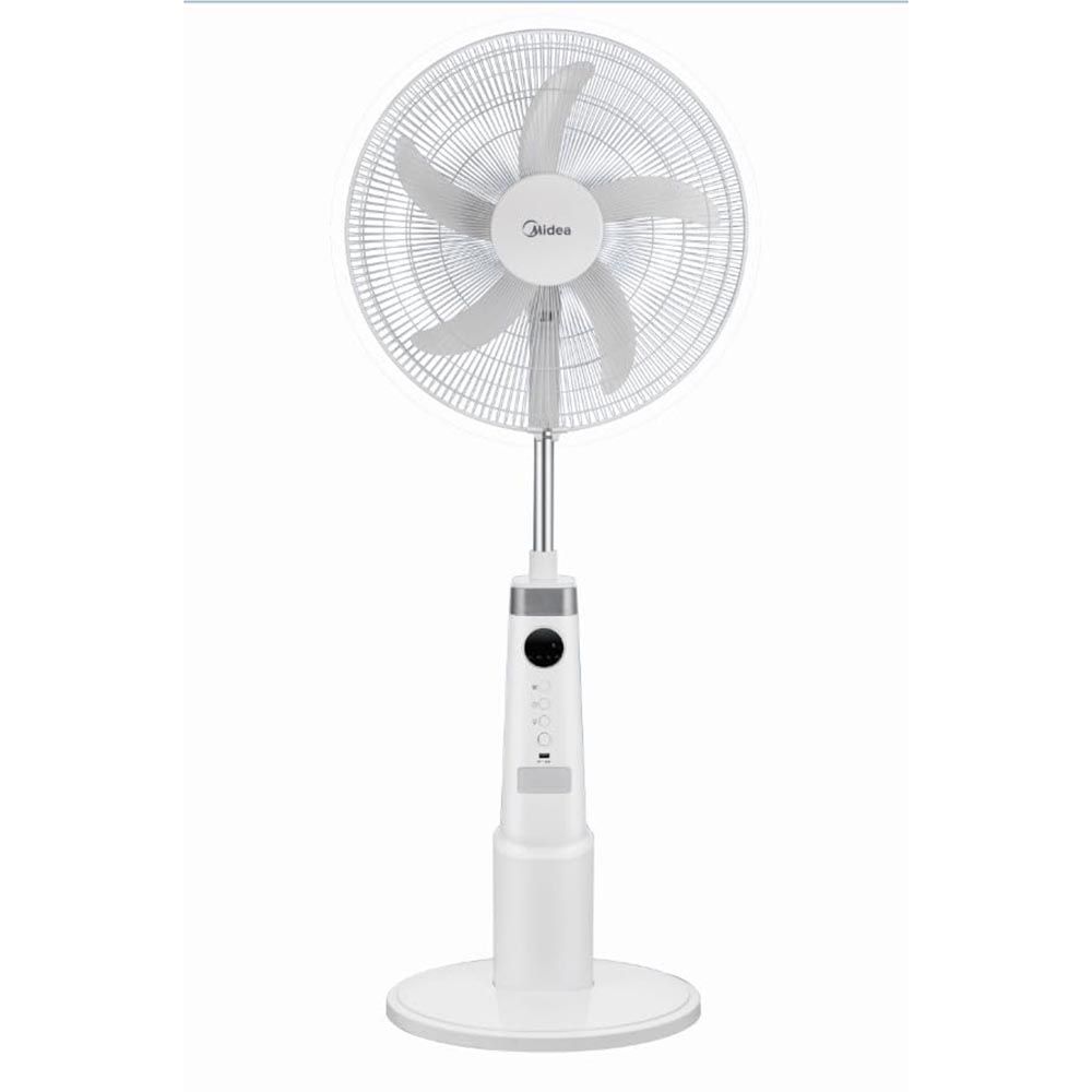 Midea - Rechargeable Stand Fan With Remote - White - 12-inch