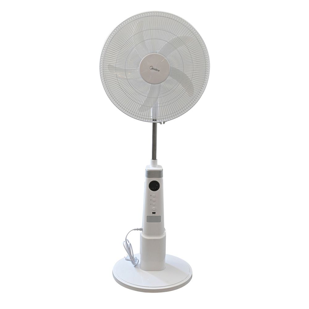 Midea - Rechargeable Stand Fan With Remote - White - 12-inch