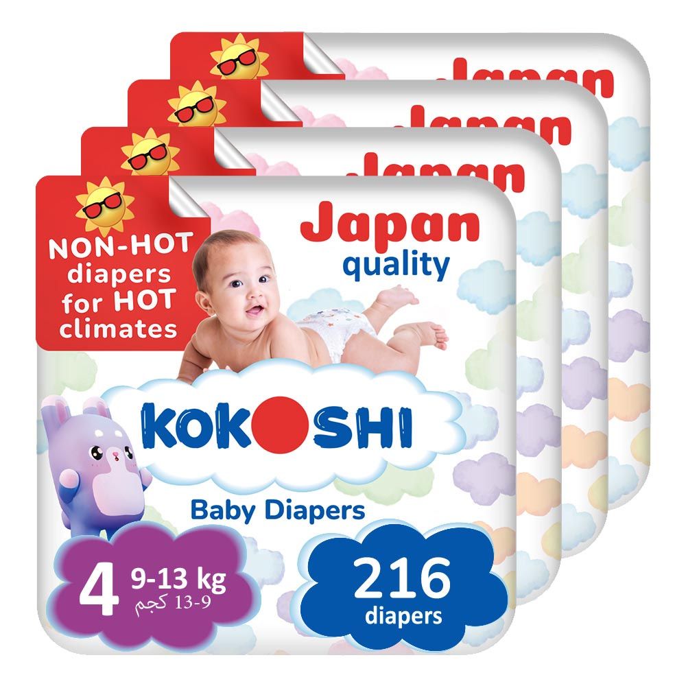 Kokoshi - Baby Diapers - 9-13 Kg - Size 4 - L - 216pcs