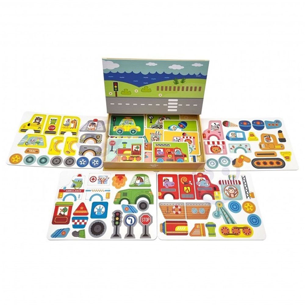 TookyToys - Transportation Themed Magnetic Travel Play Box - 80pcs