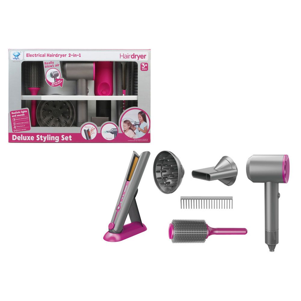 Family Center - 2-In-1 Hairdryer & Styling Set - 6 Pcs