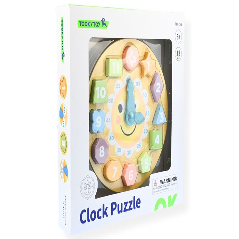 TookyToys - Clock Puzzle And Shape Sorter - 13pcs