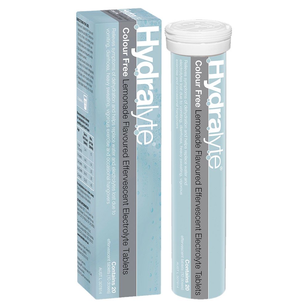 Hydralyte - Effervescent Electrolyte Tablets - Colour Free Lemonade - 20's