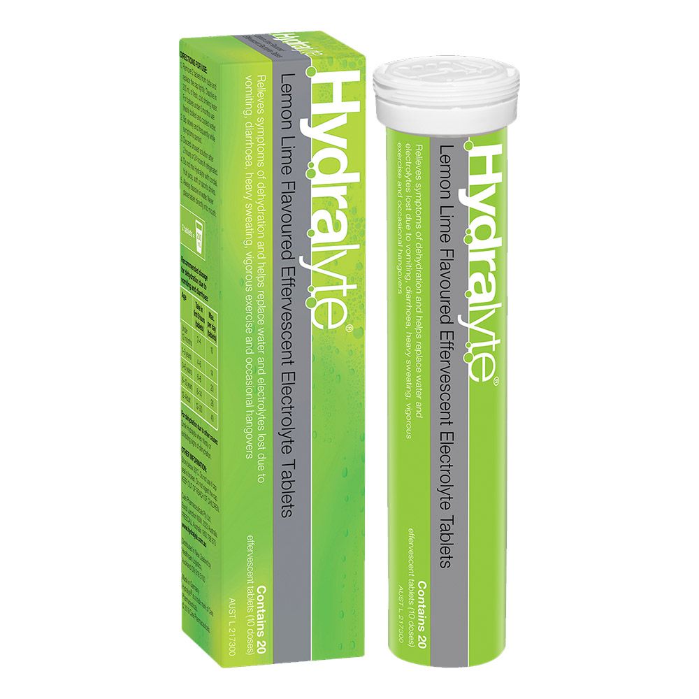 Hydralyte - Effervescent Electrolyte Tablets - Lemon Lime - 20's