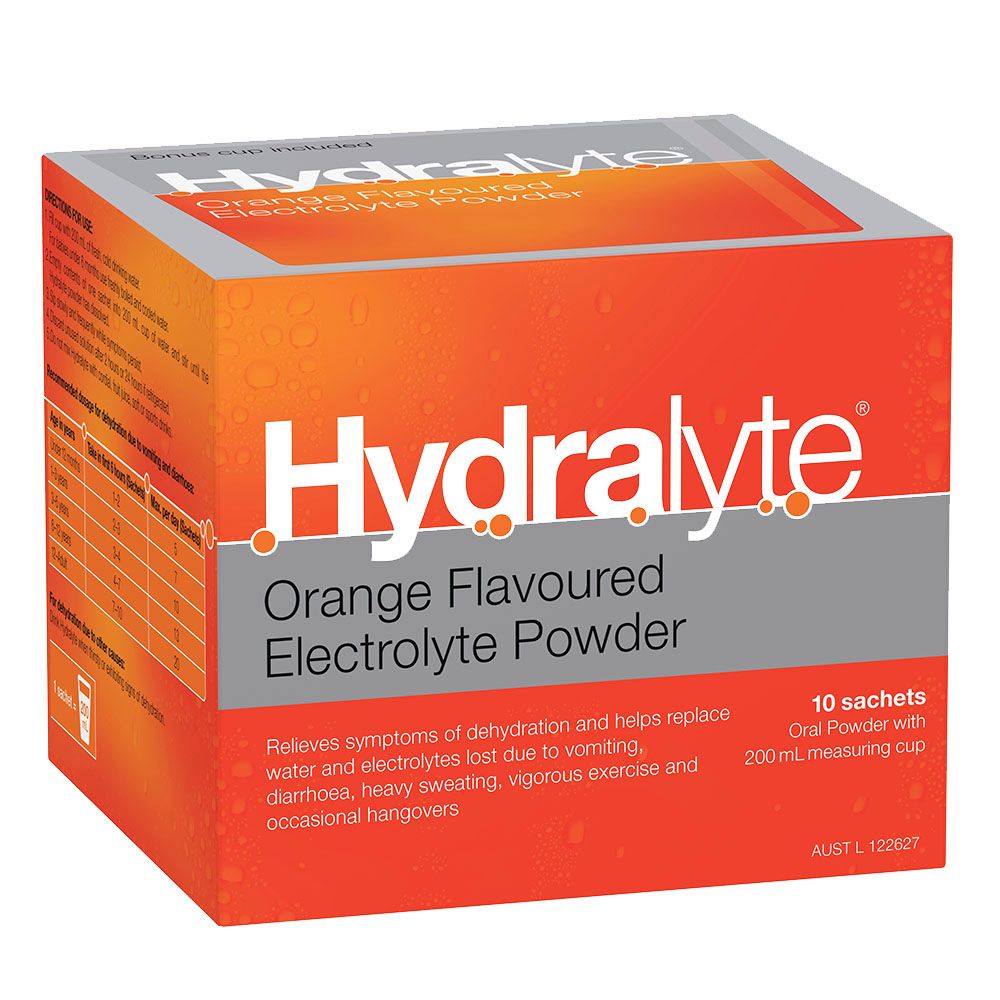 Hydralyte - Electrolyte Powder Sachets - Orange - 10 Pcs - 4.9 g