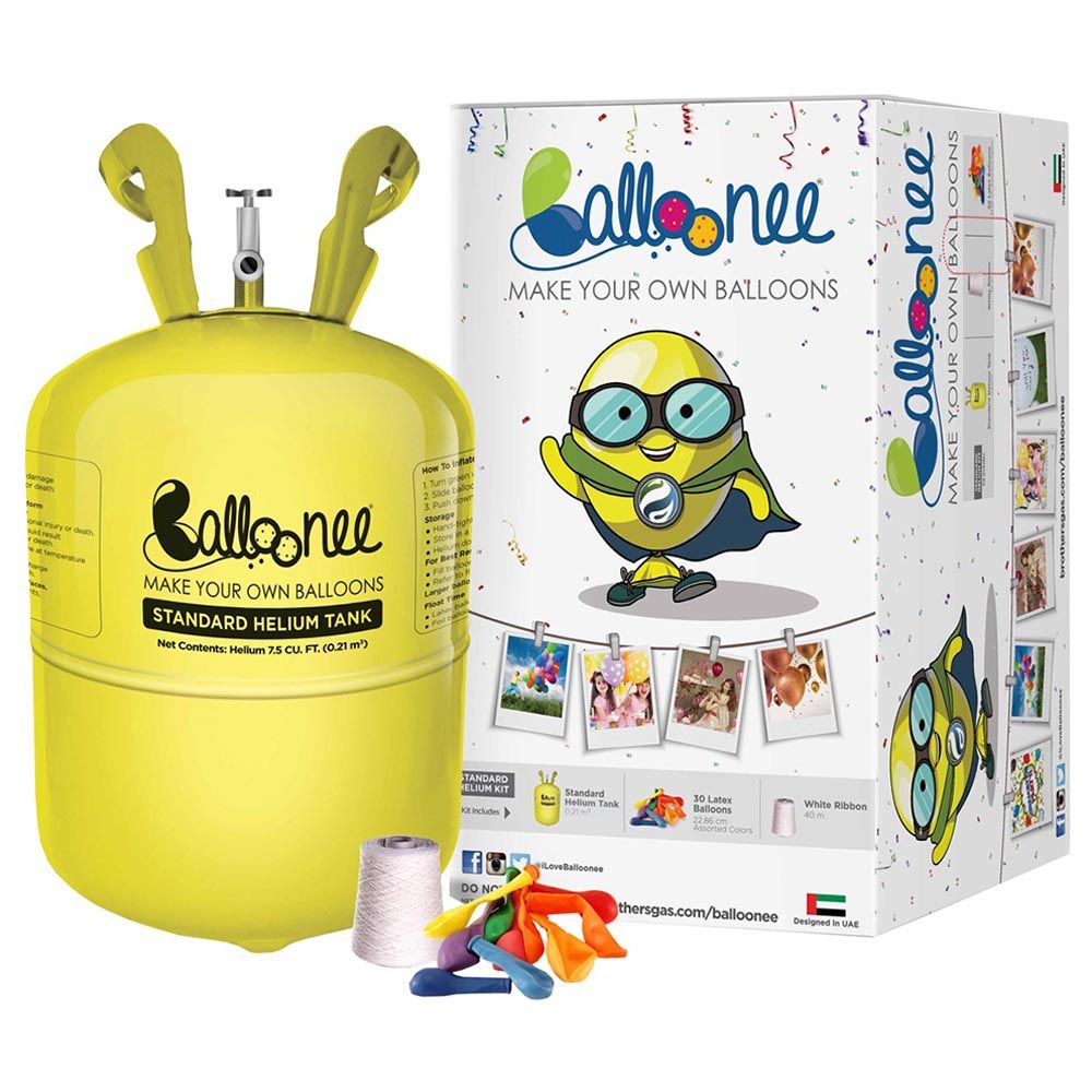 Balloonee - Standard Disposable Helium Party Kit With 30 Balloons