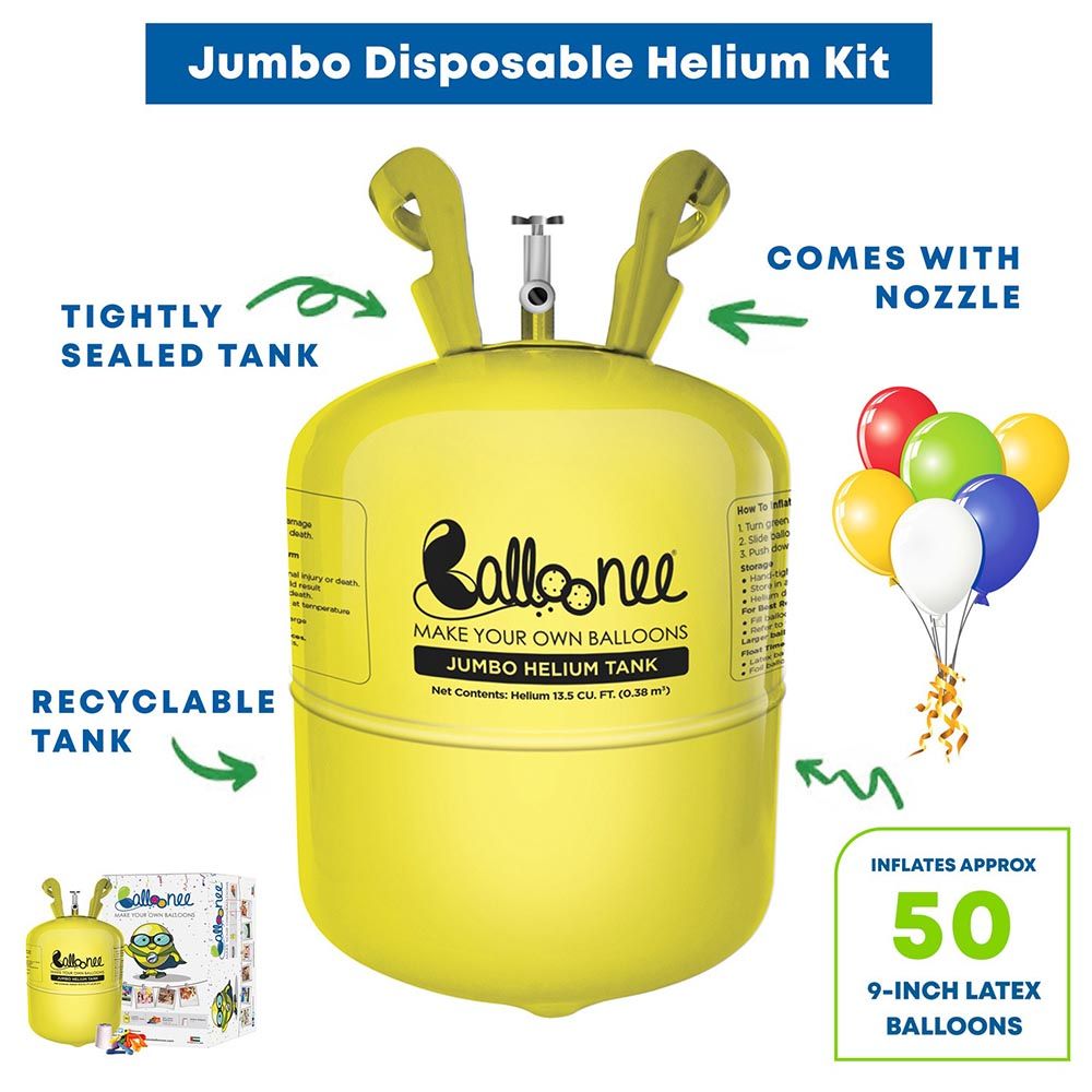 Balloonee - Jumbo Disposable Helium Party Kit With 50 Balloons