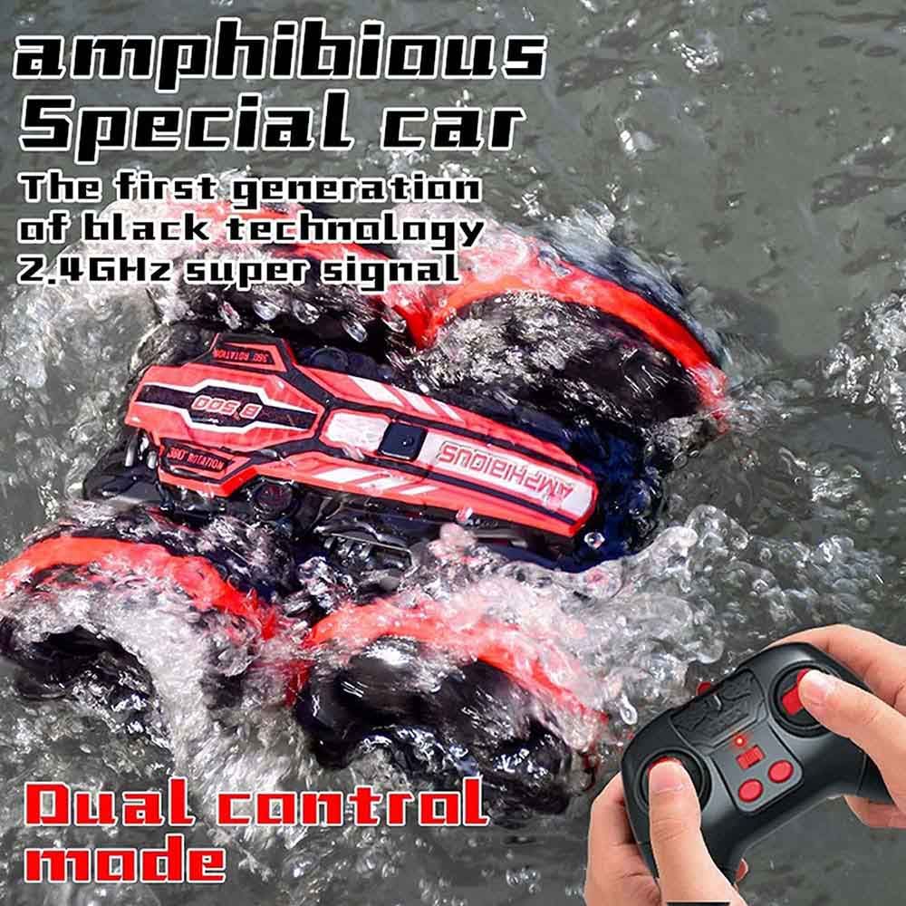 Fitto - Amphibious 2.4 GHz Remote Control Waterproof Stunt Car - Red