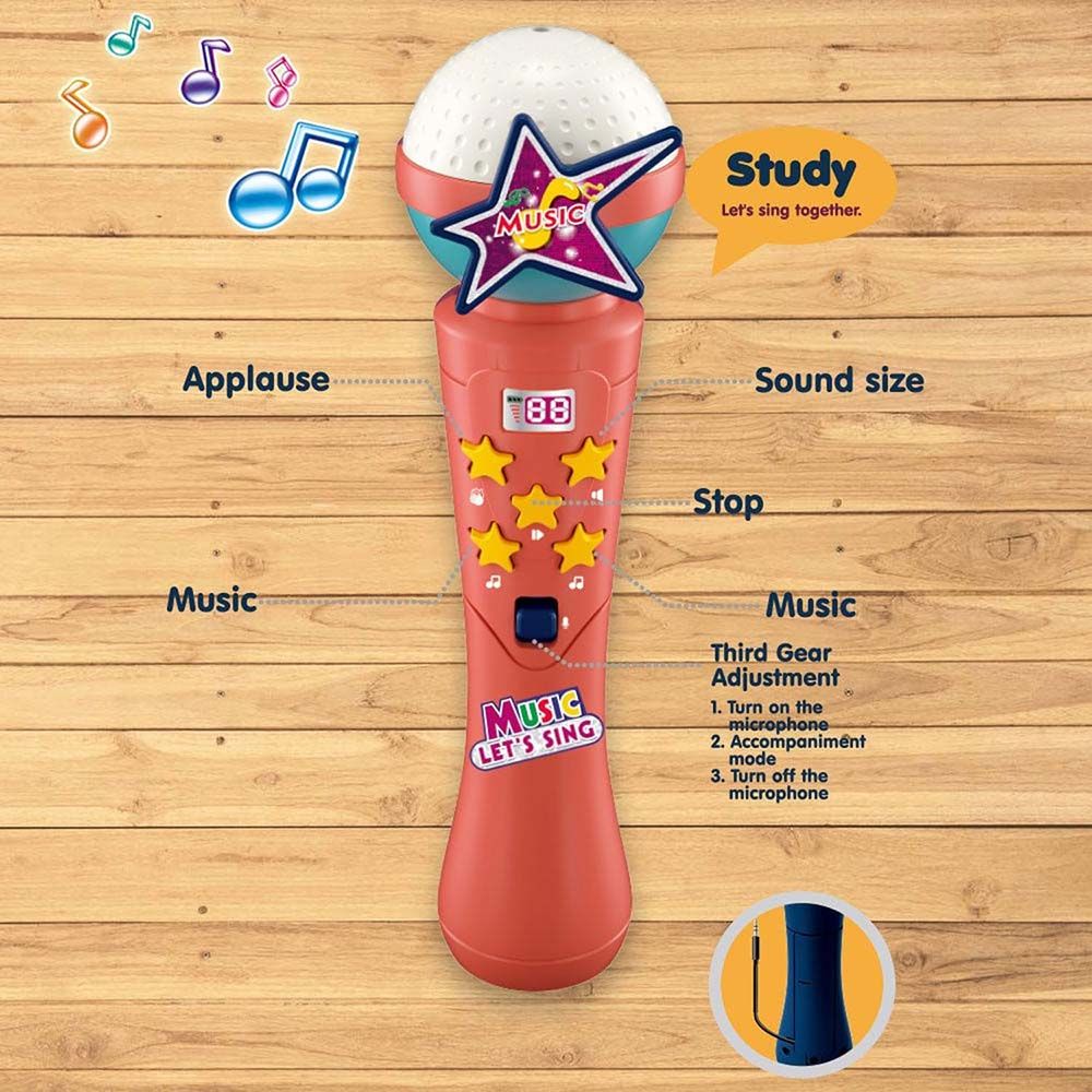 Fitto - Built in Music And Flashing Light Karaoke Microphone - Pink