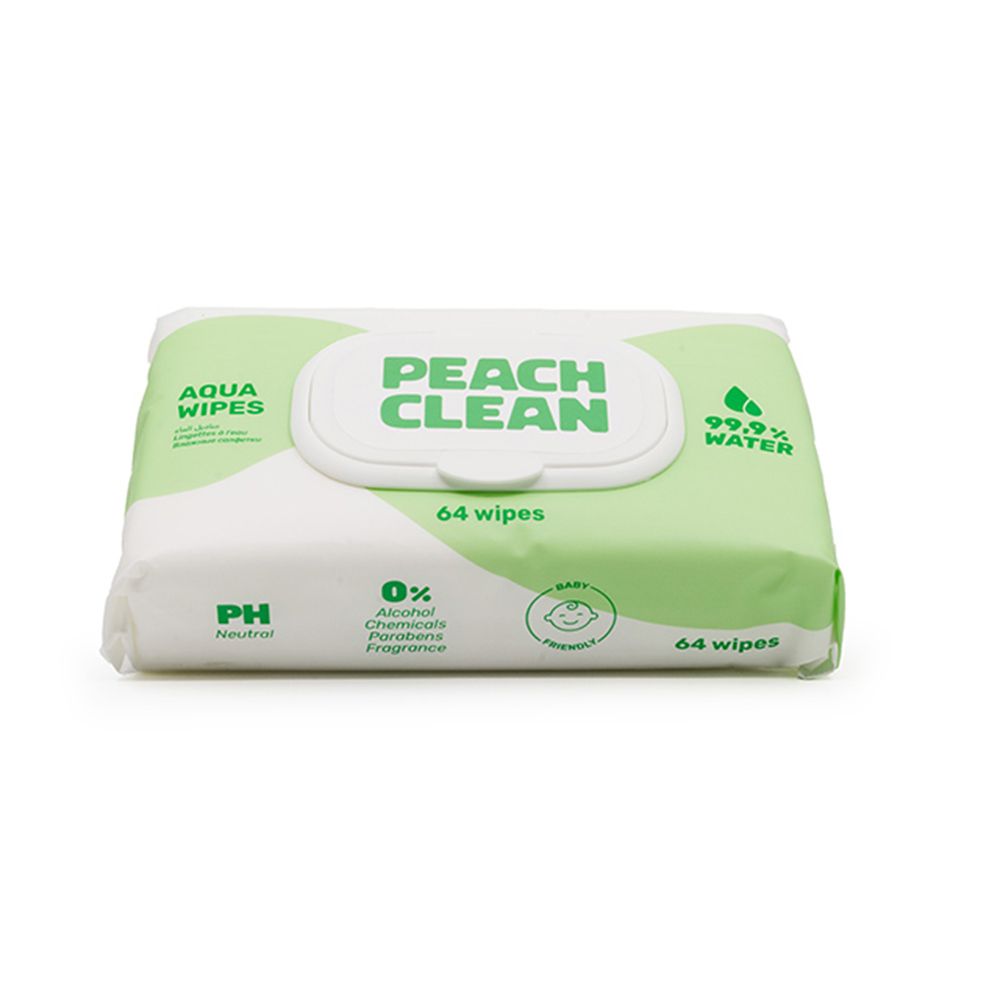 Peach Clean - Aqua Wipes - Pack of 12 - 768 Wipes