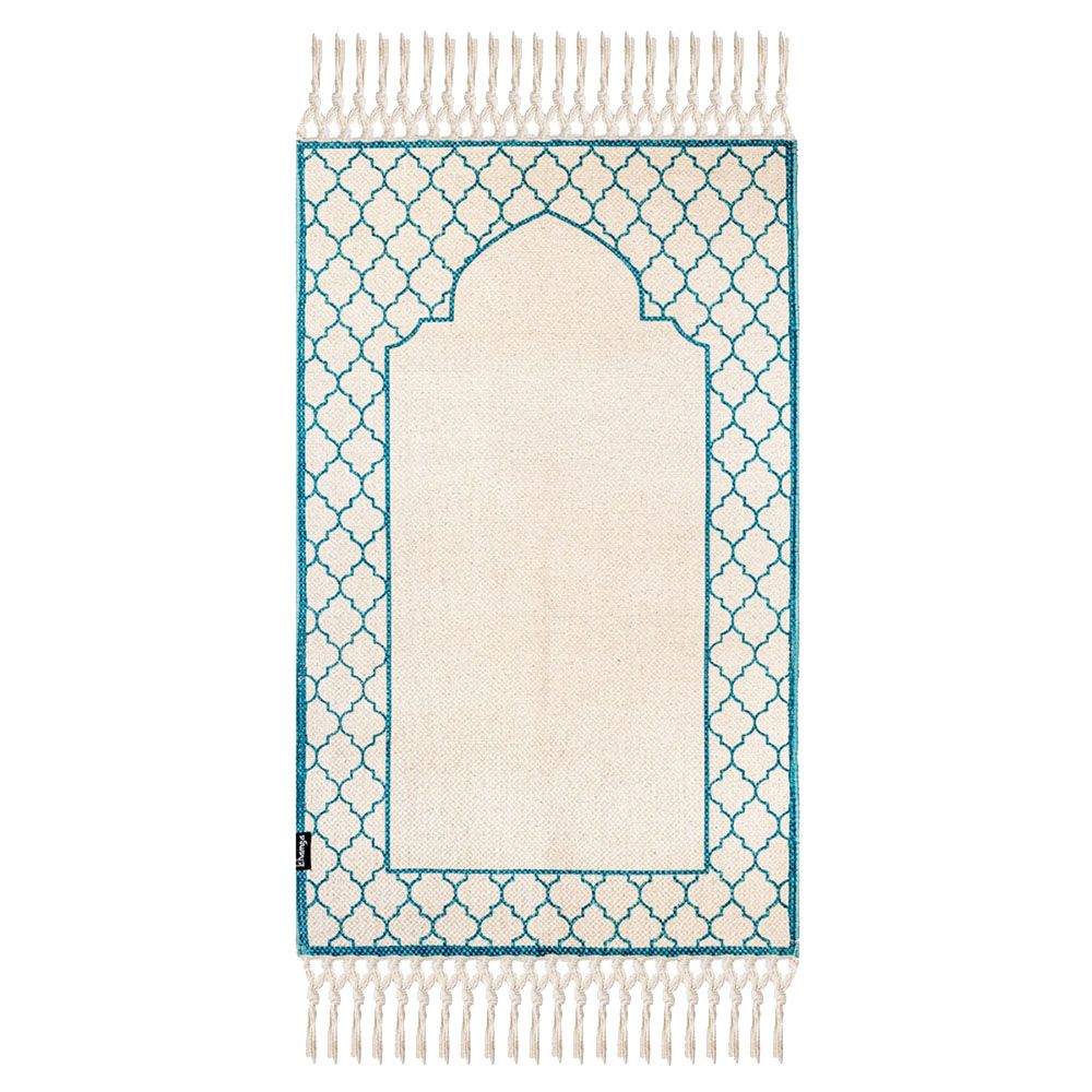 Khamsa - Arabic Style Azraq Prayer Mat For Adult 100% Cotton - Grey