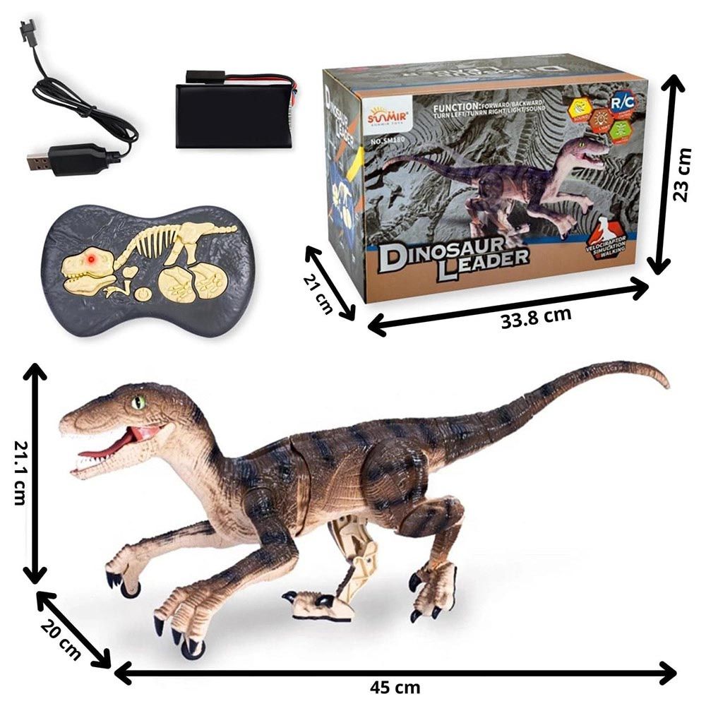 Fitto - Remote Control Velociraptor Dinosaur Toy - Brown