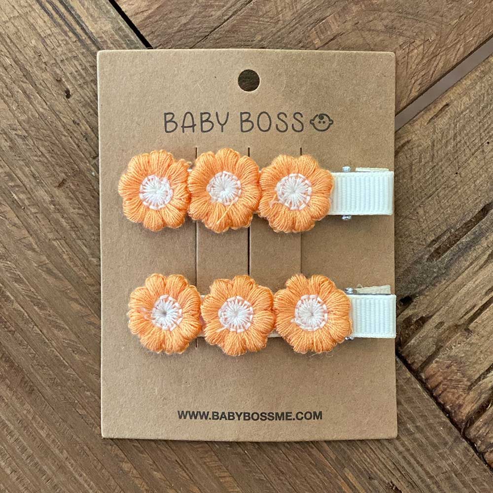 Baby Boss - Kids Hair Clip Flower - Orange