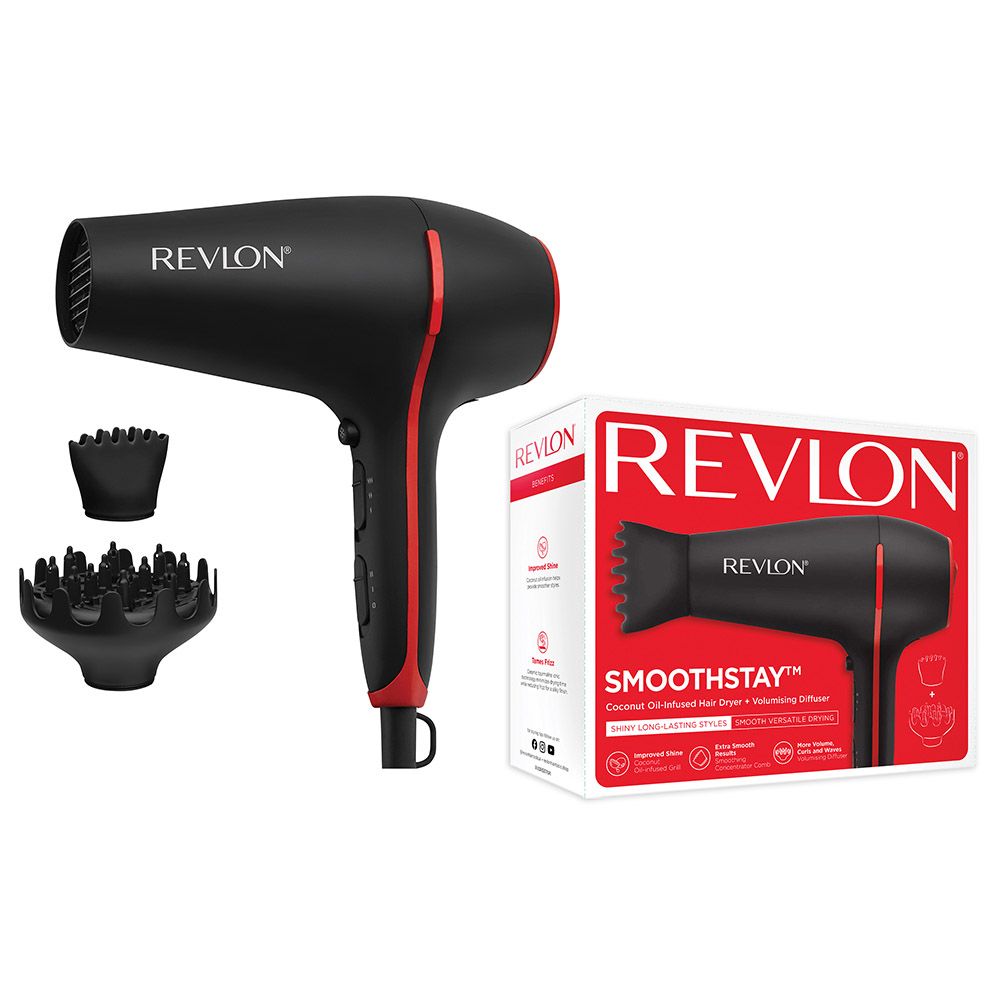 Revlon - SmoothStay Hair Dryer With Volumising Diffuser - Black