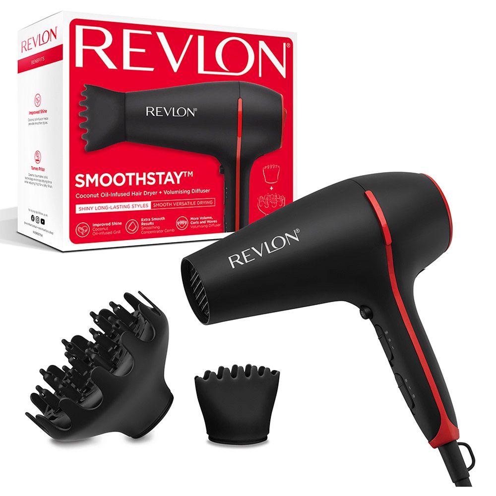 Revlon - SmoothStay Hair Dryer With Volumising Diffuser - Black