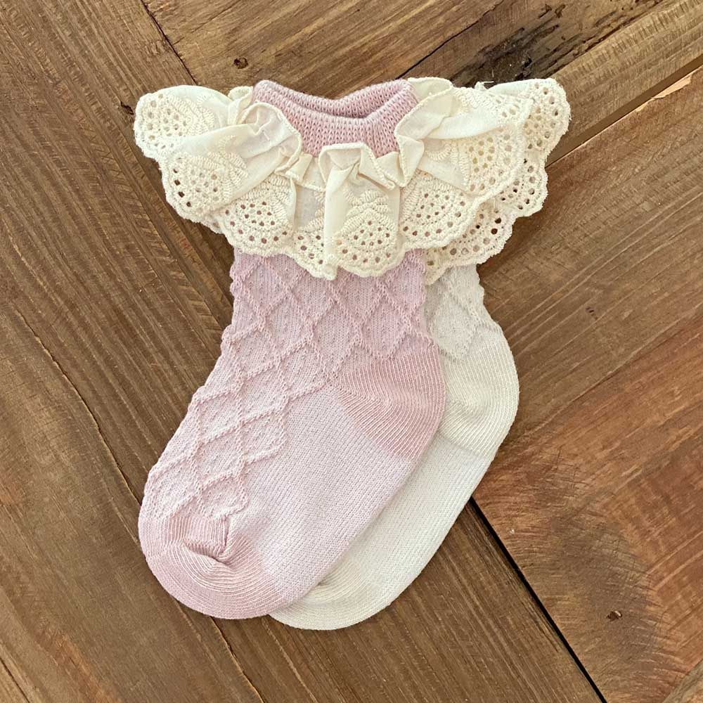 Baby Boss - 2pc-Set - Cotton Frill Socks - Pink