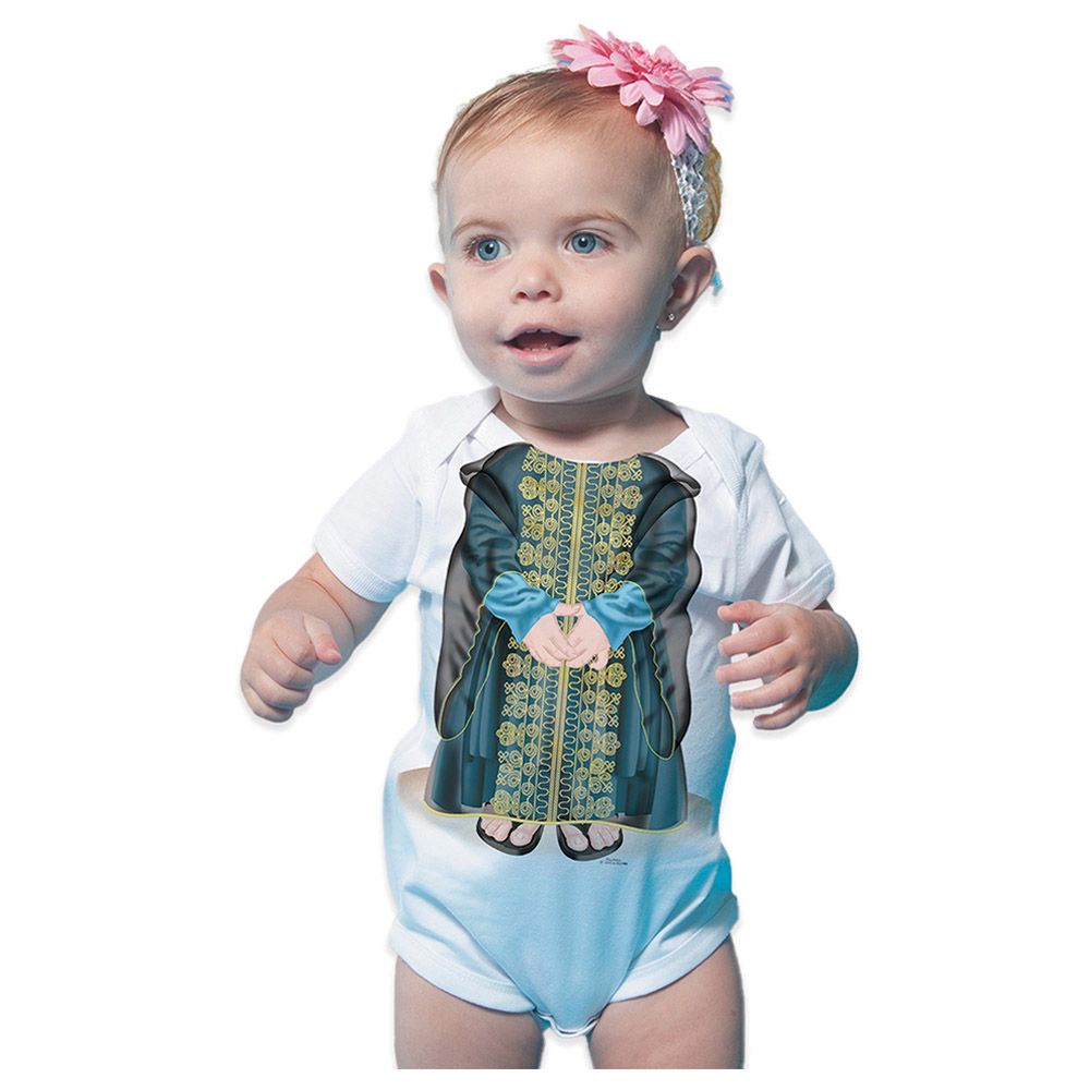 Just Add A Kid - Long Thob Printed Romper - Blue