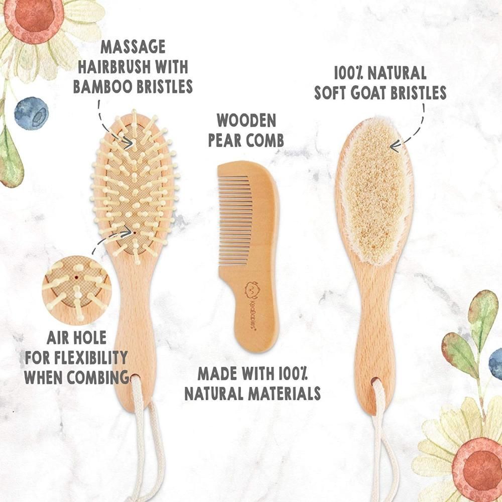 Keababies - Baby Hair Brush And Comb Set - Oval - Blush