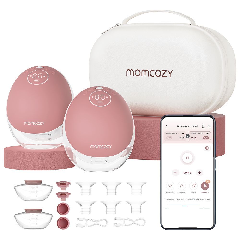 Momcozy - M9 Double Breast Pump And Nursing Bra - Cozy Red_S