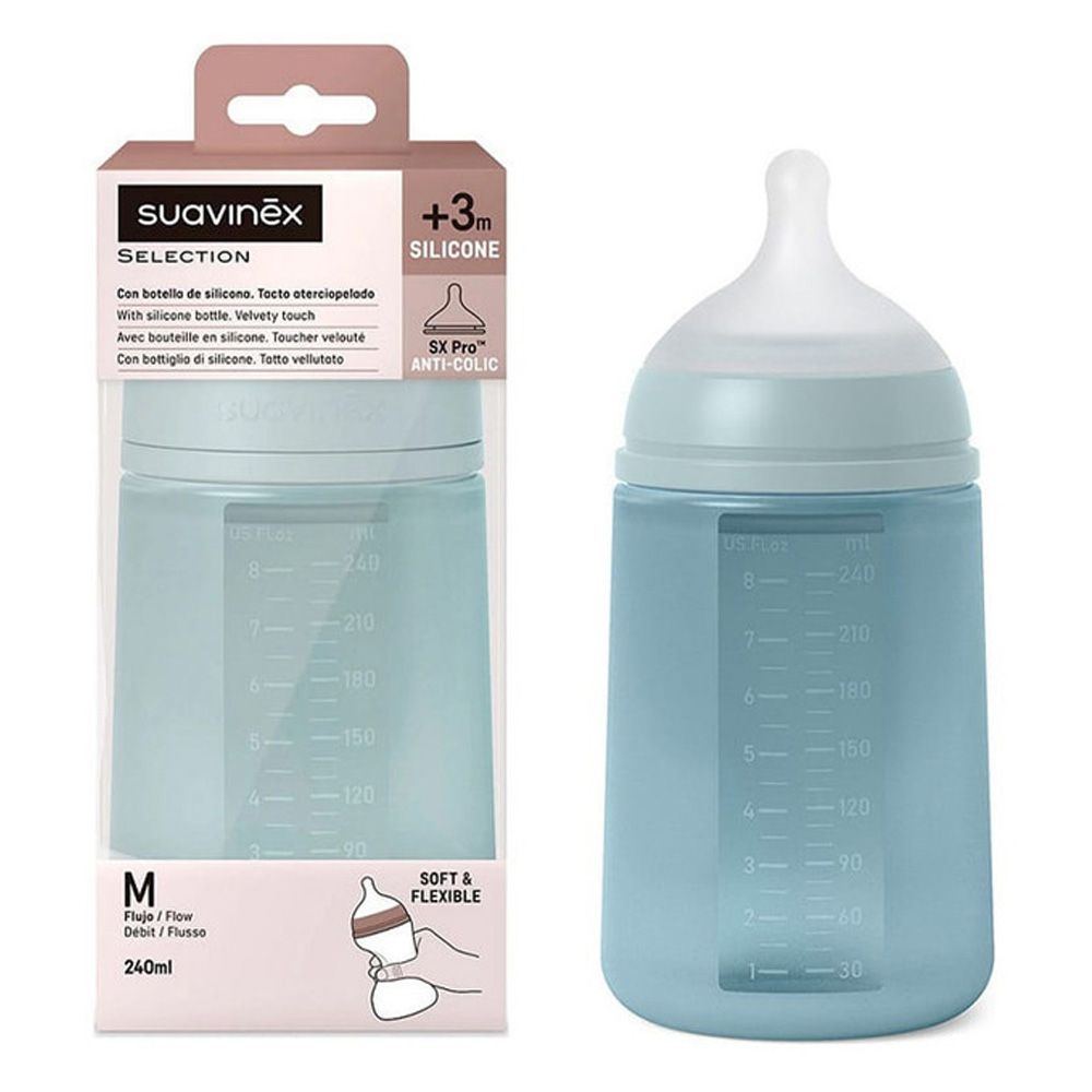 Suavinex - Silicone Feed Bottle - 240ml - Blue