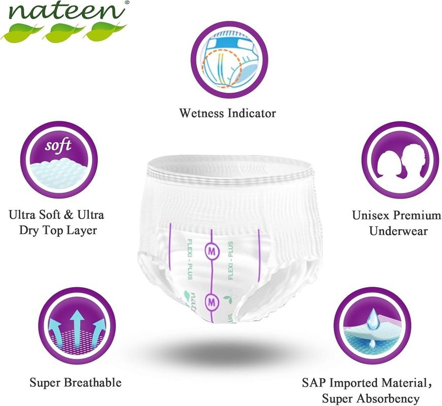 Nateen - Flexi Ultra Pull Up Adult Diaper - 10 Pcs - Medium