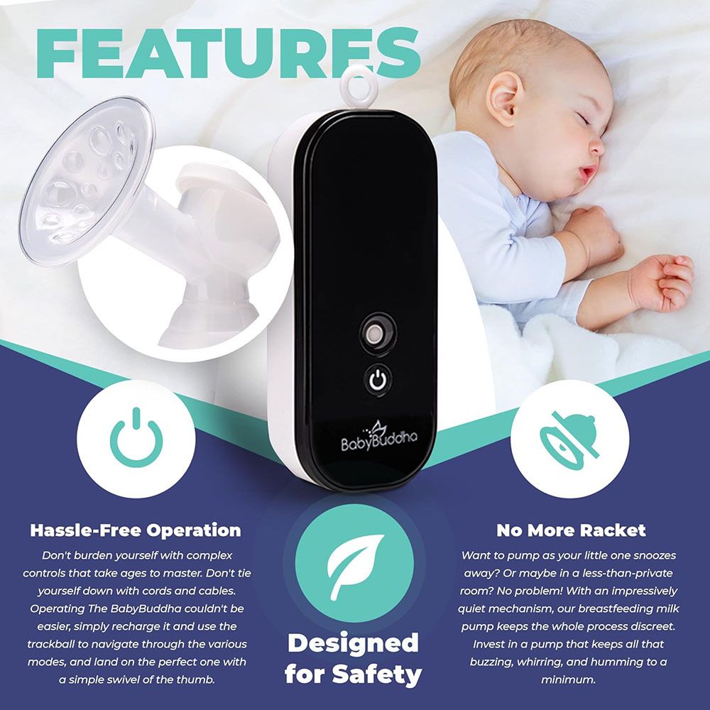 BabyBuddha - Portable & Compact Electric Breast Pump - Black