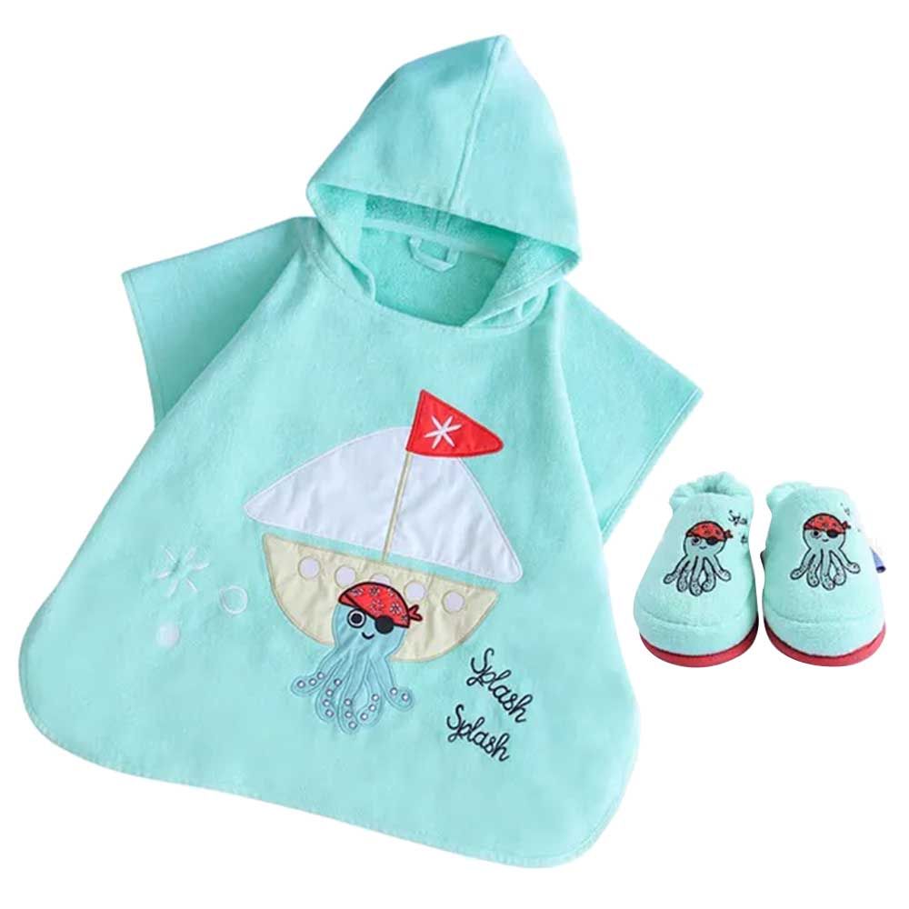 Milk&Moo - Kids Poncho And House Slippers Sailor - Octopus