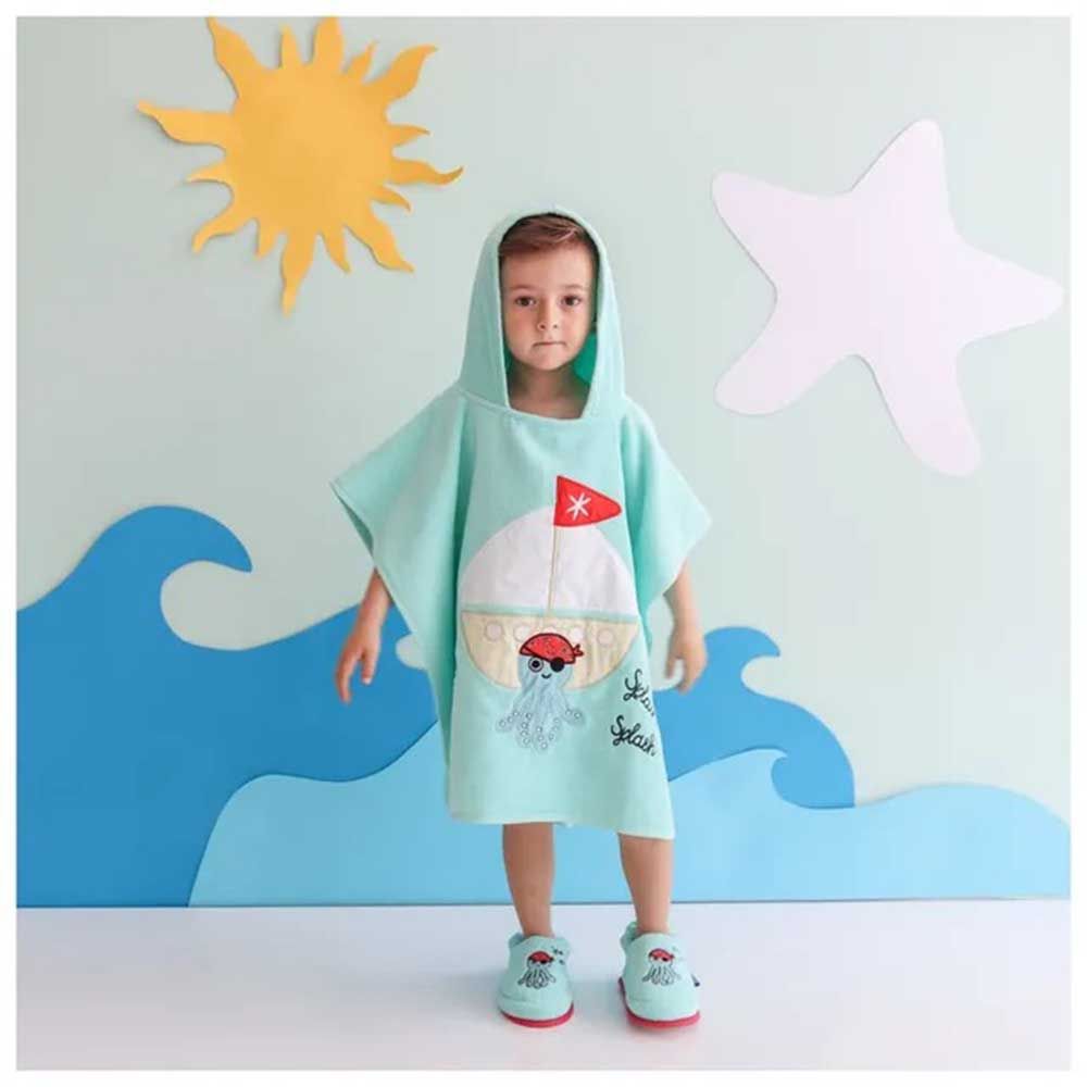 Milk&Moo - Kids Poncho And House Slippers Sailor - Octopus