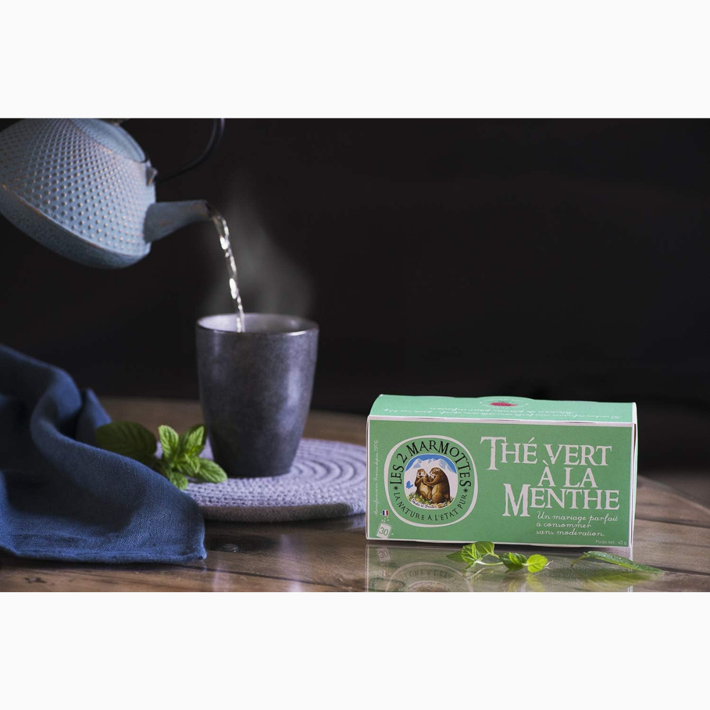 Les 2 Marmottes - Green Tea With Mint Infusion Sachets - 30's