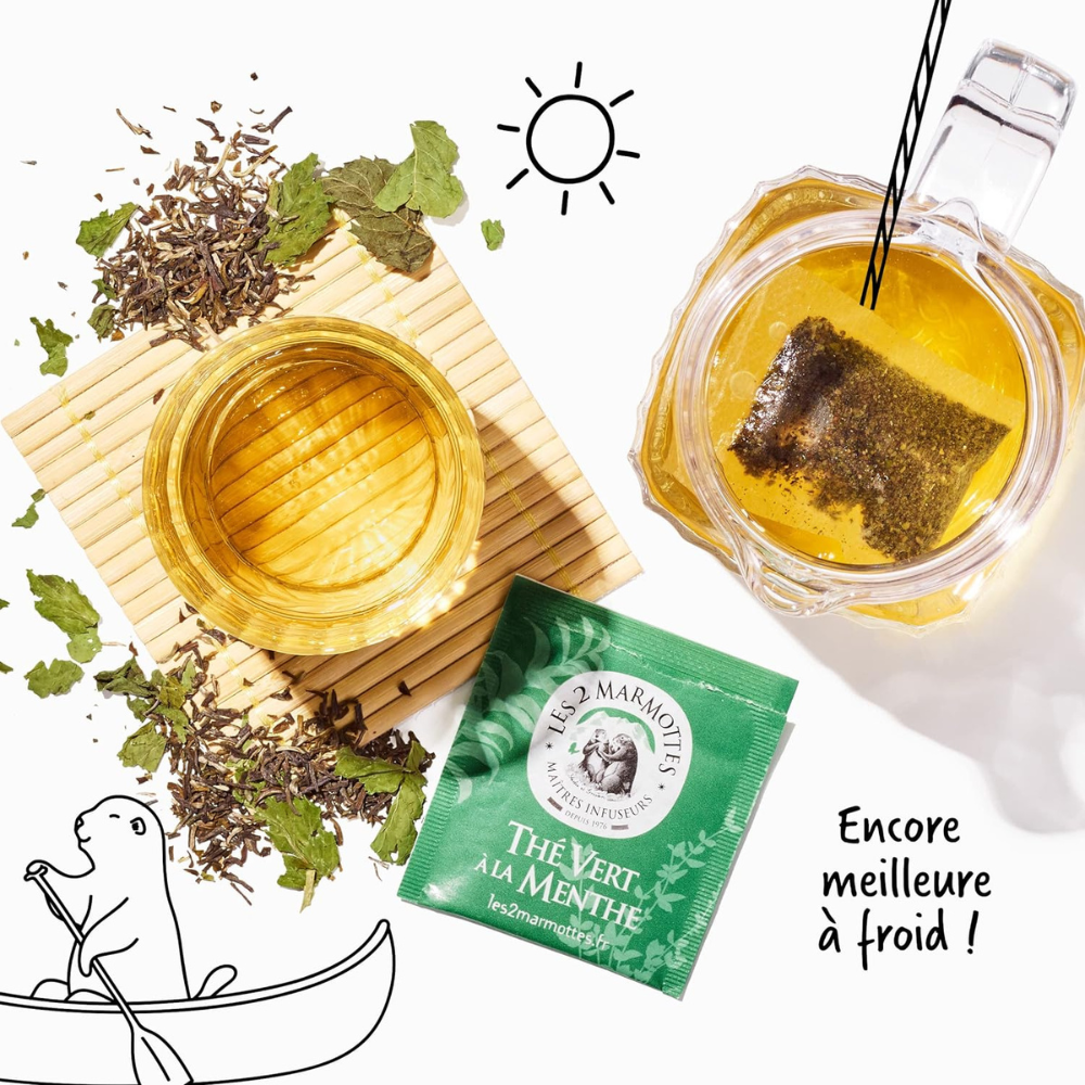 Les 2 Marmottes - Green Tea With Mint Infusion Sachets - 30's