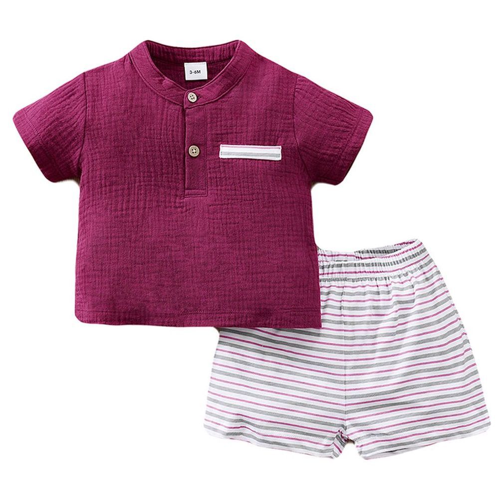 Sugar Rush - 2pc-Set - Short Sleeves T-Shirt & Shorts - Fuchsia