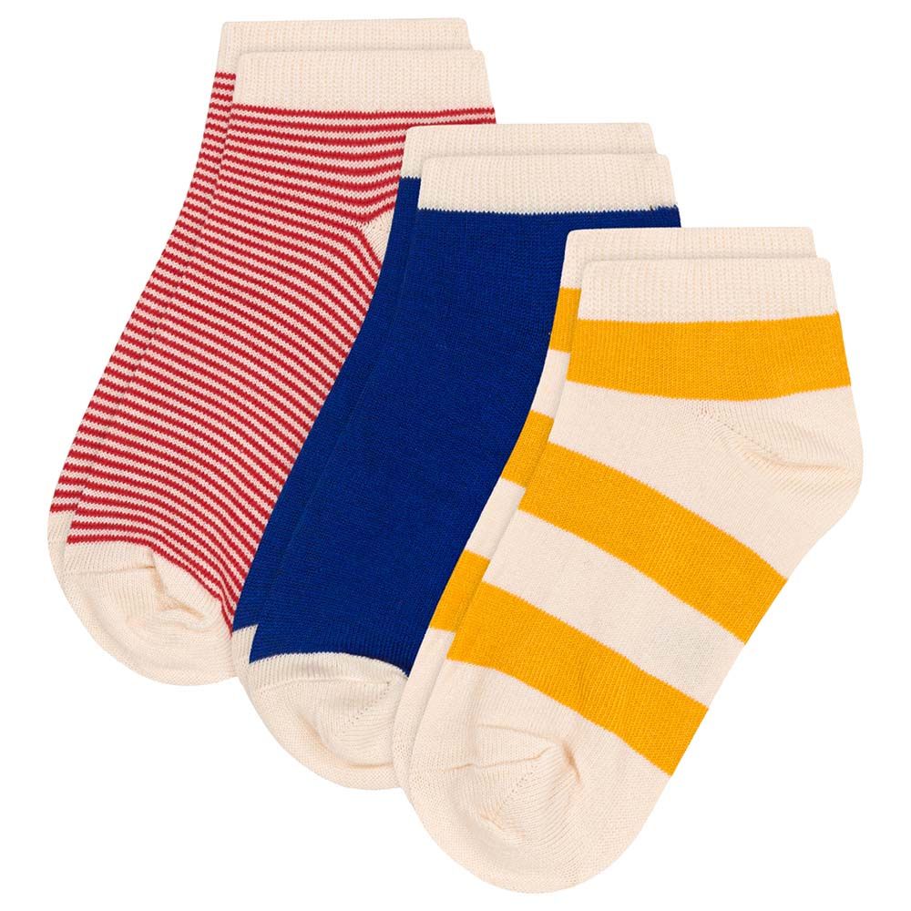 Petit Bateau - 3pc-Set - Children's Short Crew Stripy Cotton Socks