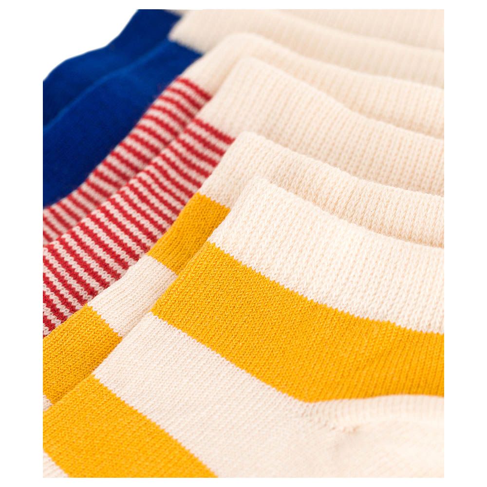 Petit Bateau - 3pc-Set - Children's Short Crew Stripy Cotton Socks