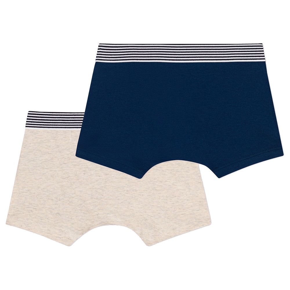 Petit Bateau - 2pc-Set - Boy's Cotton And Elastane Boxers - Blue/White