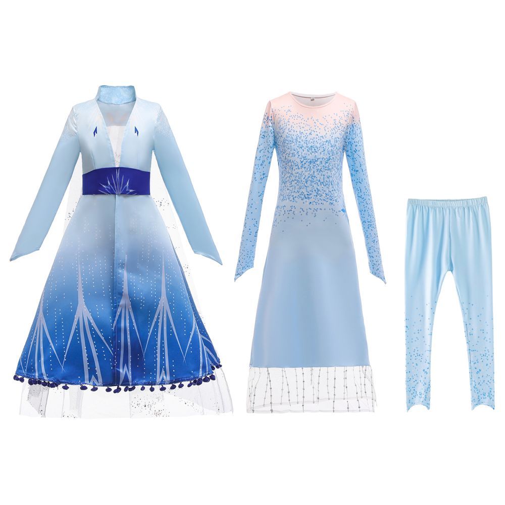 Sugar Rush - 3pc-Set - Girls Frozen Embellished Full Sleeve Dress - Blue