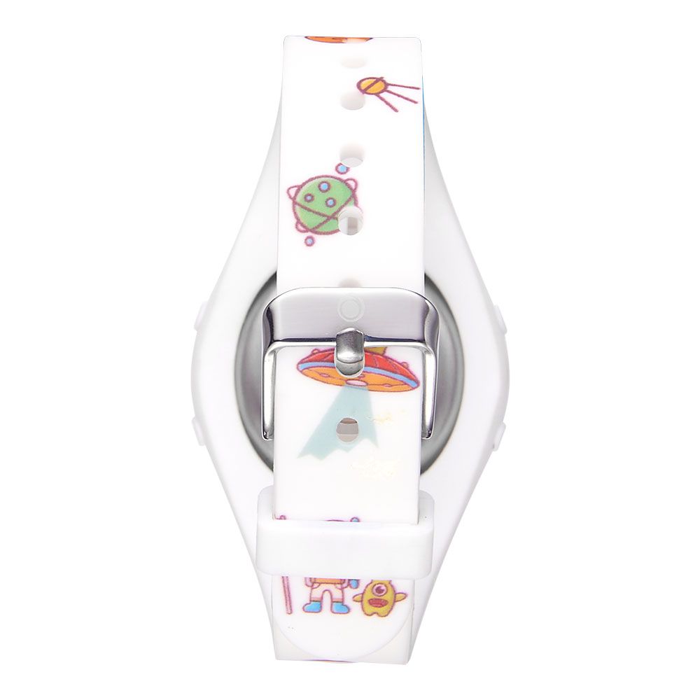 Astro - Kids Space Printed Digital Dial Watch - White - 37 mm