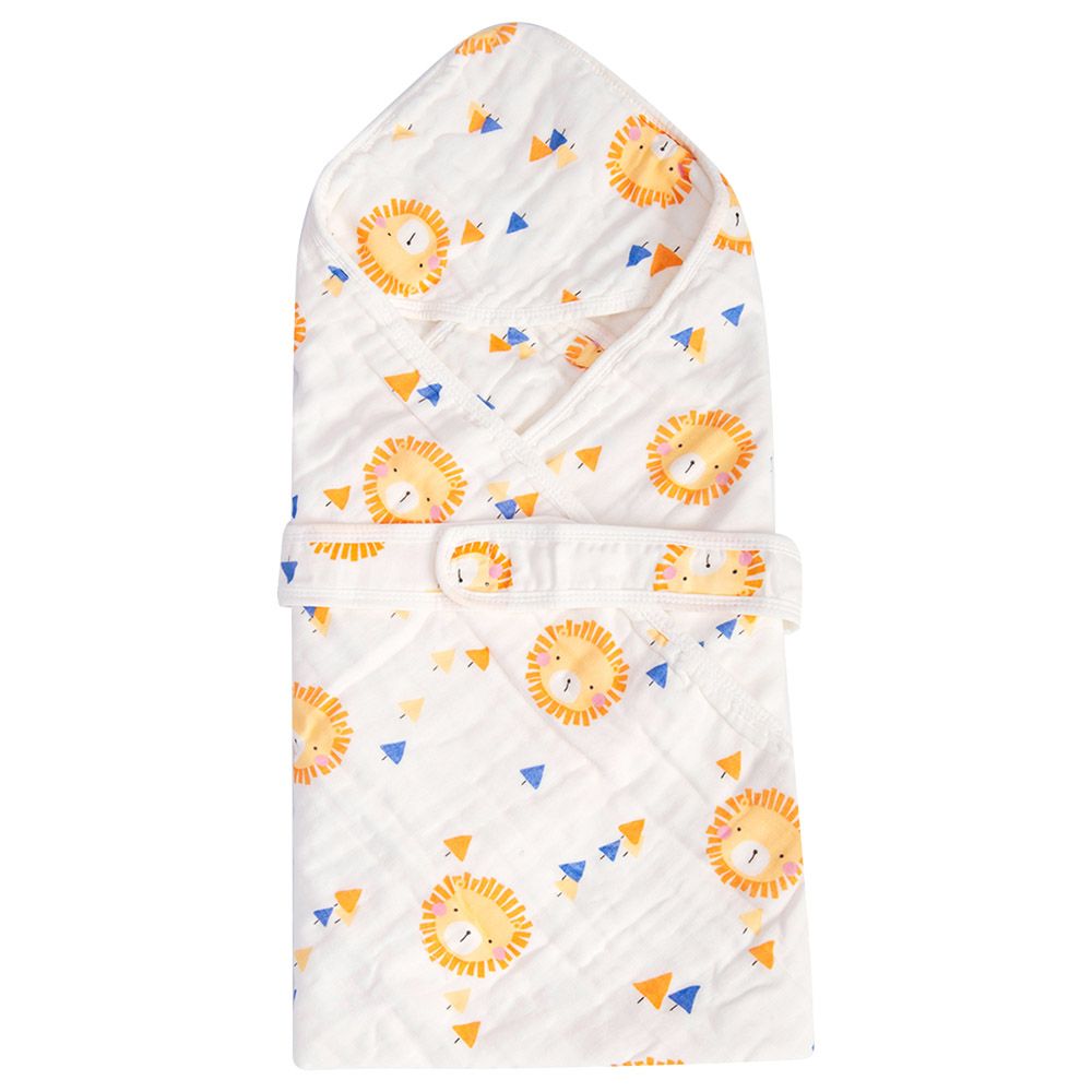 Tiny Toes - Baby Lion Printed Swaddles - White