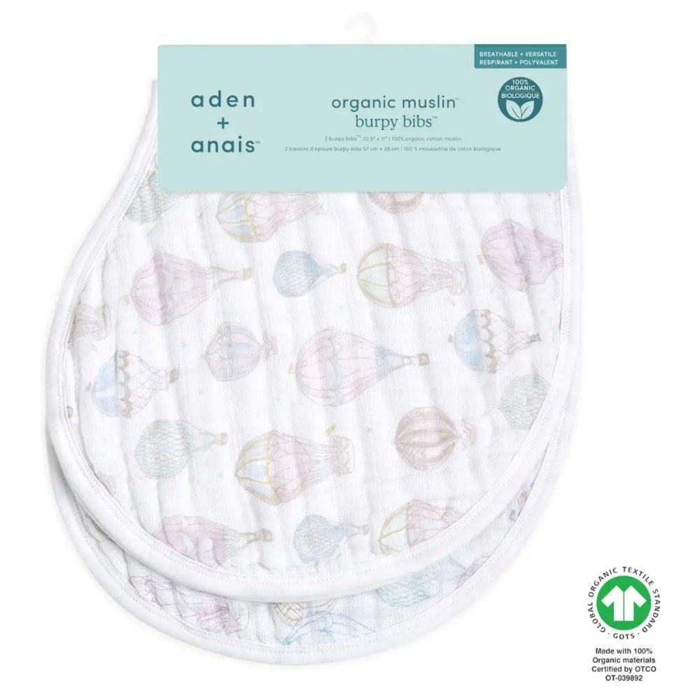 Aden + Anais - Organic Cotton Burpy Bibs - Above The Clouds - 2pcs