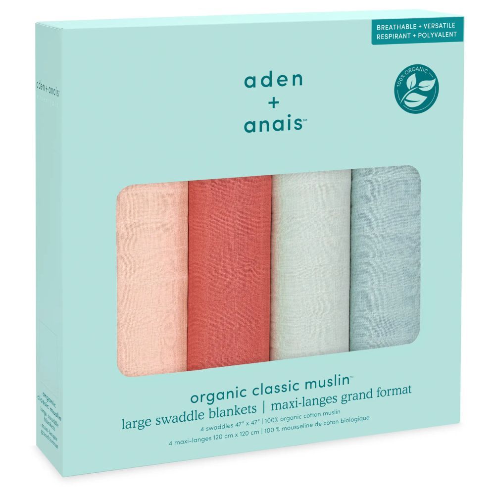 Aden + Anais - Mother Earth Organic Cotton Swaddle - Large - 4pcs