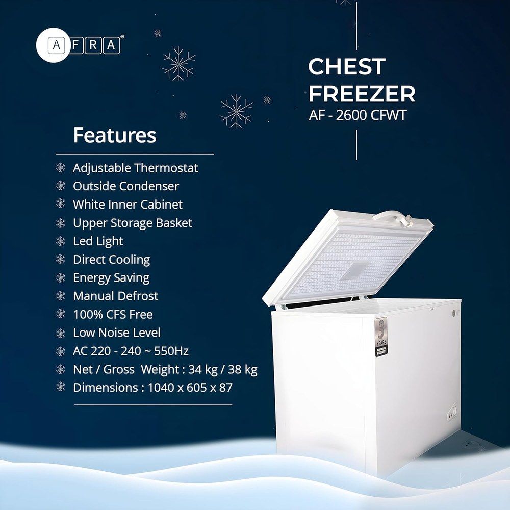 Afra - Chest Freezer - White - 260 L