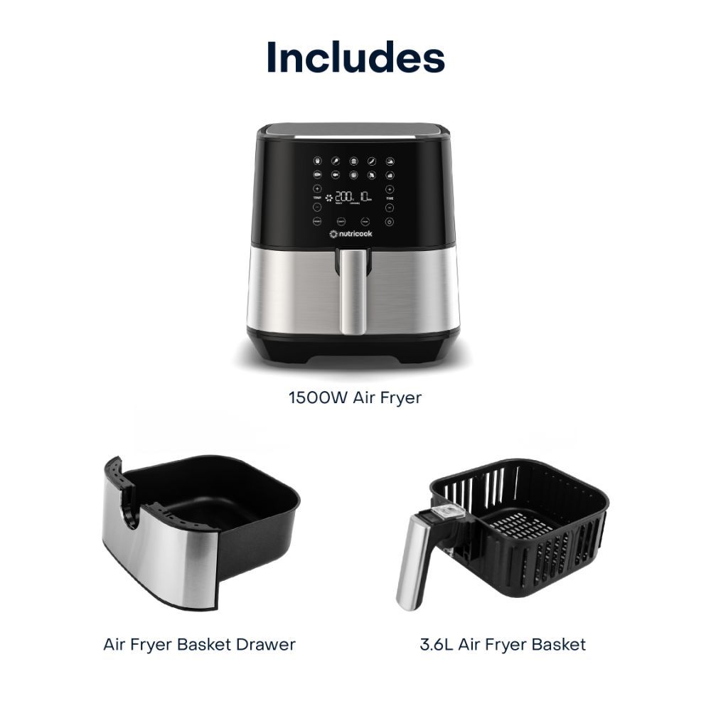 Nutricook - Air Fryer 2, 3.6L, 1500W - Silver & Black