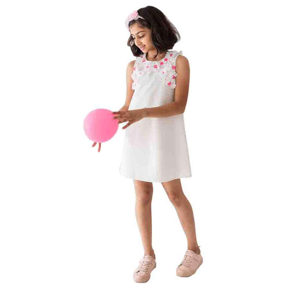 A Little Fable - 2Pc-Set - Neon Pearl Dress & Doll - White