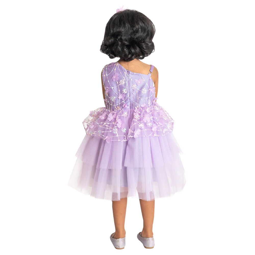 A Little Fable - 2Pc-Set - Off-Shoulder Gardenia Dress & Doll - Lavender